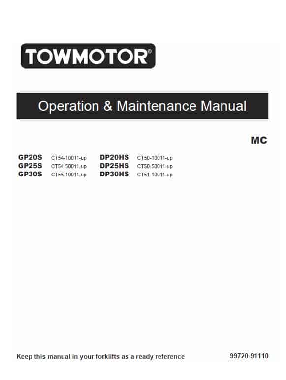 CAT DP20S, DP25S, DP30S Forklift Lift Truck Service Manual