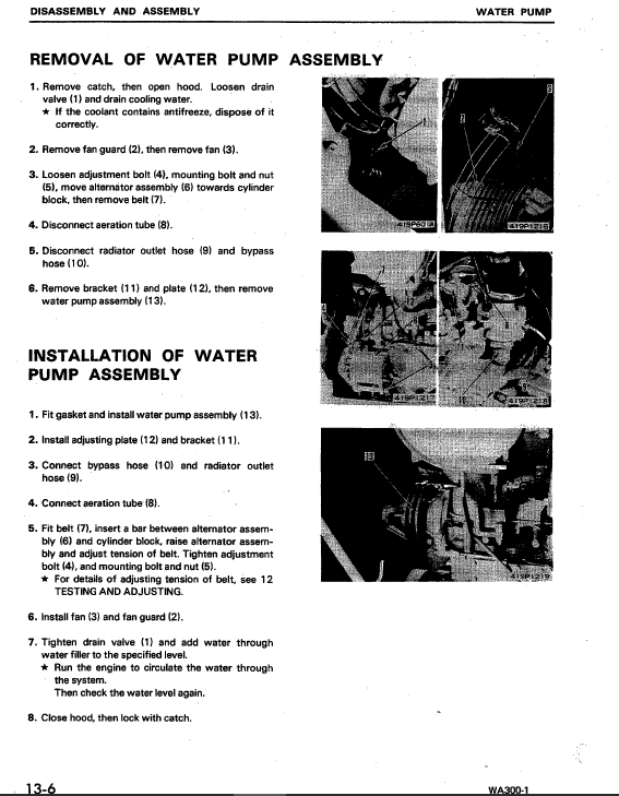 Komatsu WA300-1, WA320-1 Wheel Loader Service Manual Workshop Guide
