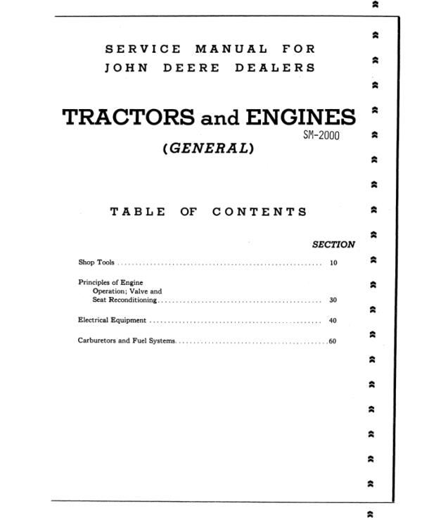 John Deere Tractors and Engines General Repair Manual (SM2000) Workshop Guide