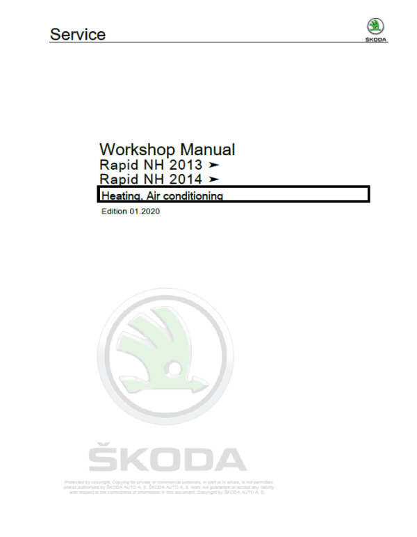 SKODA RAPID (NH) Repair Service Manual