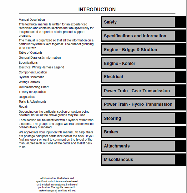John Deere 14542GS, 1642HS, 17542HS, 1442GS Sabre Lawn Tractors Technical Manual Workshop Guide
