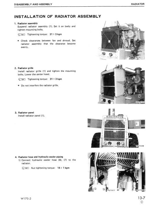 Komatsu W170-2 Wheel Loader Service Manual Workshop Guide