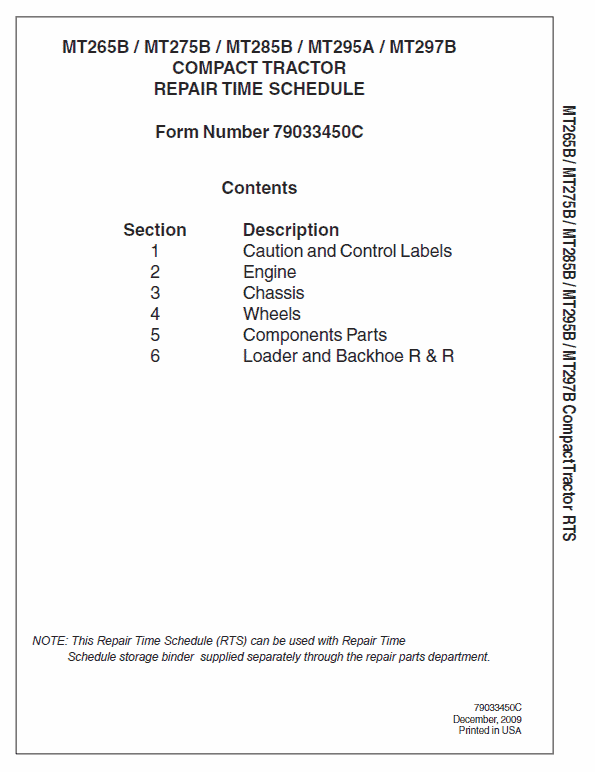 Challenger MT265B, MT275B Tractor Service Manual Workshop Guide