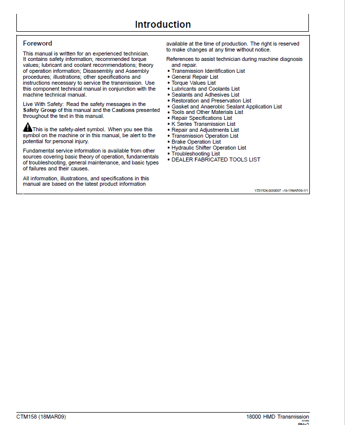 John Deere 18000 Series HMD Transmission – Vertical Mount Repair Manual (CTM158) Workshop Guide