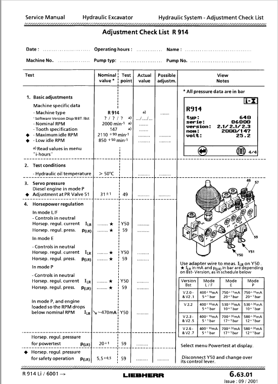 Liebherr R900B, R904, R914, R924, R934, R944 Litronic Excavator Service Manual