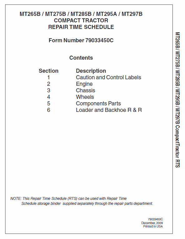 Challenger MT297B Tractor Service Manual Workshop Guide