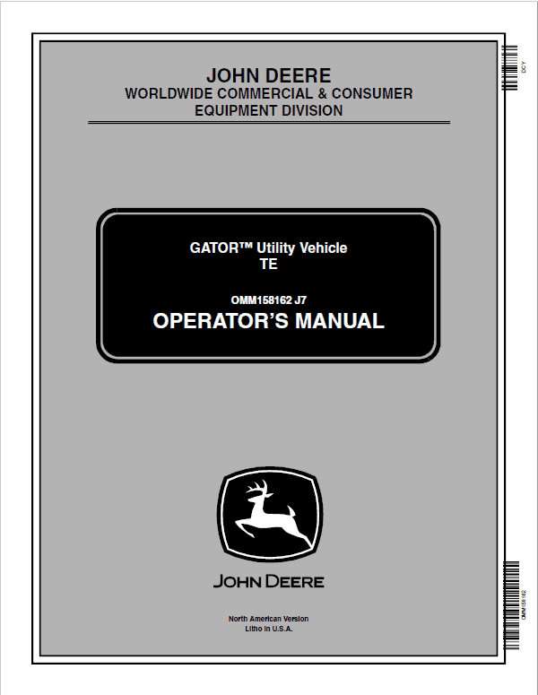 John Deere TE Gator Utility Vehicles Repair Technical Manual (TM2339) Workshop Guide