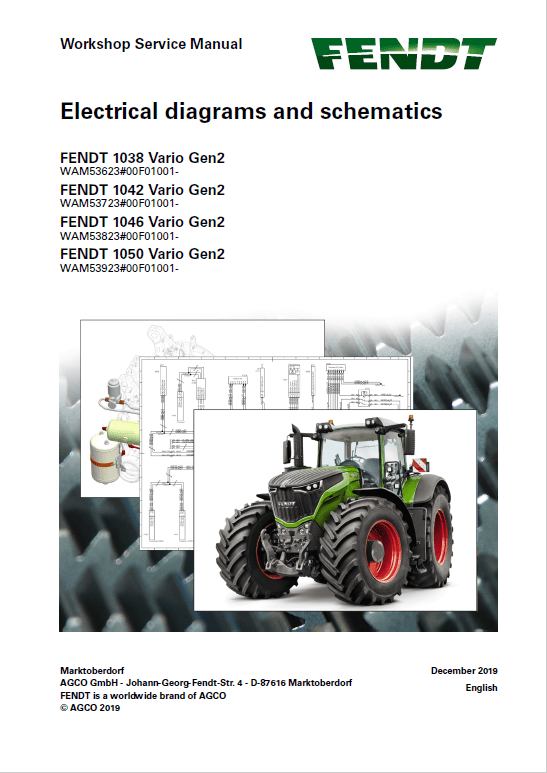 Fendt 1038, 1042, 1046, 1050 Vario Gen2 Tractors Workshop Repair Manual Workshop Guide