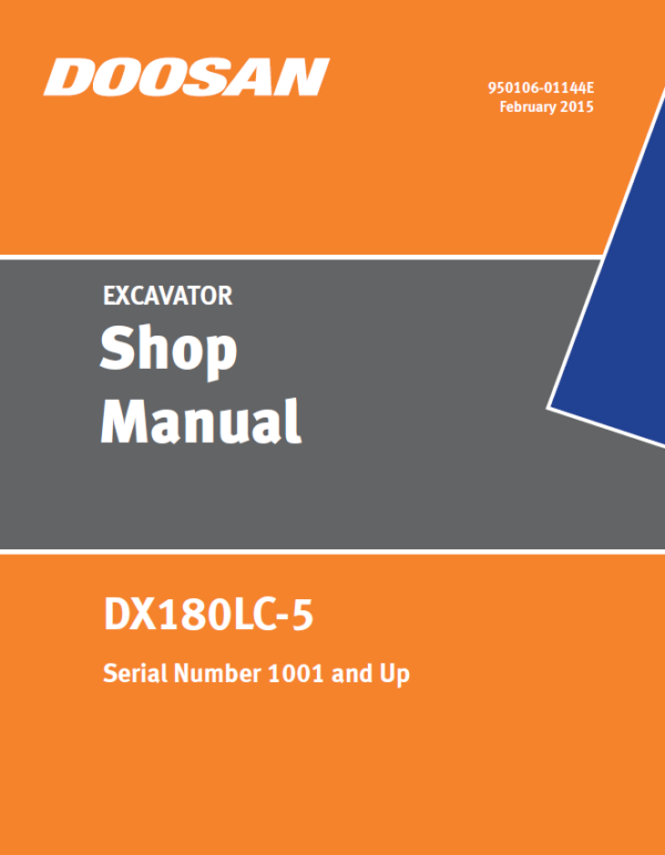 Doosan DX180LC-5 Excavator Repair Service Manual Workshop Guide