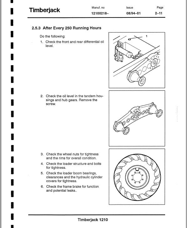 Timberjack 1210 Forwarder Service Repair Manual (12100218 and Up) Workshop Guide