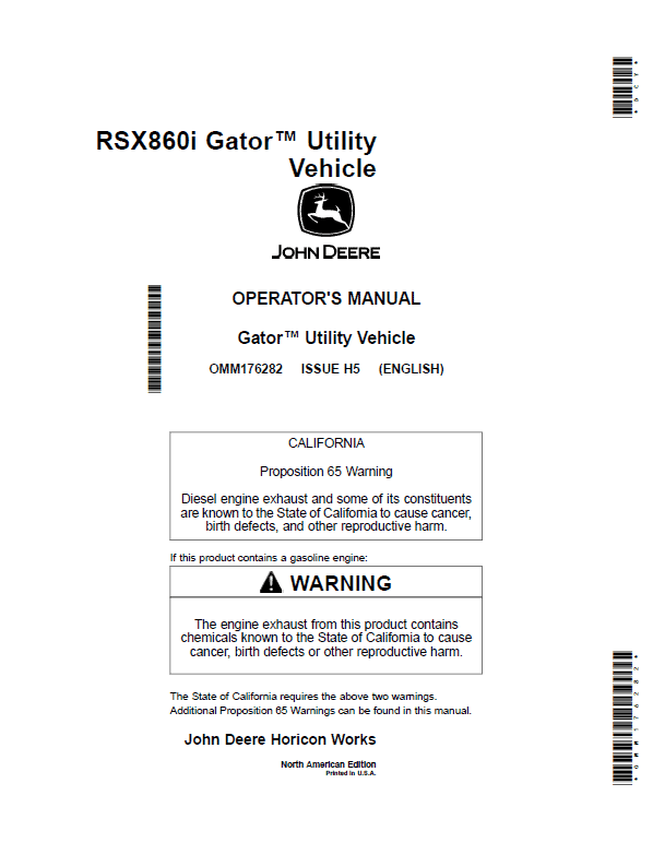 John Deere RSX860i Gator Recreational Vehicle Repair Manual (S.N after 010001-) Workshop Guide