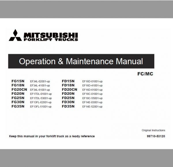 Mitsubishi FD25N, FD30N, FD35N Forklift Service Manual