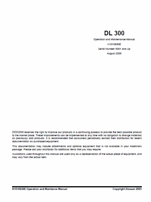Doosan Daewoo DL300 Wheeled Loader Service Manual Workshop Guide