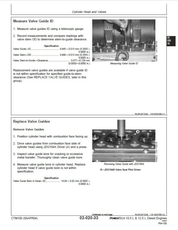 John Deere PowerTech 10.5L, 12.5L Base Engine Service Repair Manual (CTM100) Workshop Guide