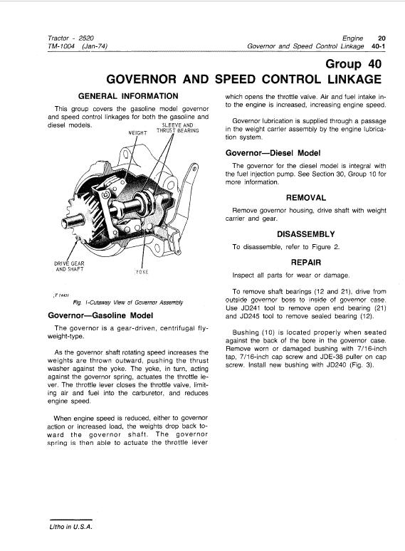John Deere 2520 Row Crop and Hi-Crop Tractors Technical Manual Workshop Guide