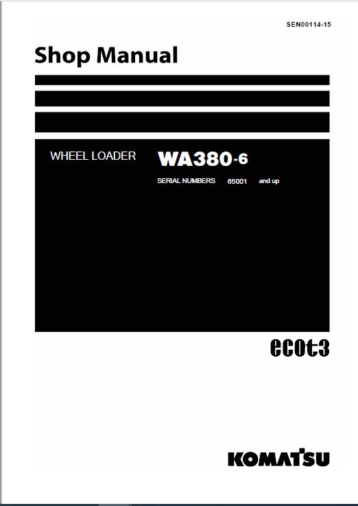 Komatsu WA380-6 Wheel Loader Service Manual Workshop Guide
