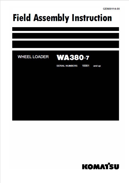 Komatsu WA380-7 Wheel Loader Service Manual Workshop Guide