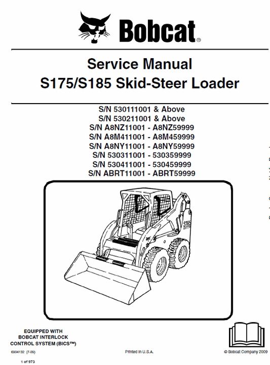 Bobcat S175 and S185 Skid-Steer Loader Service Manual Workshop Guide