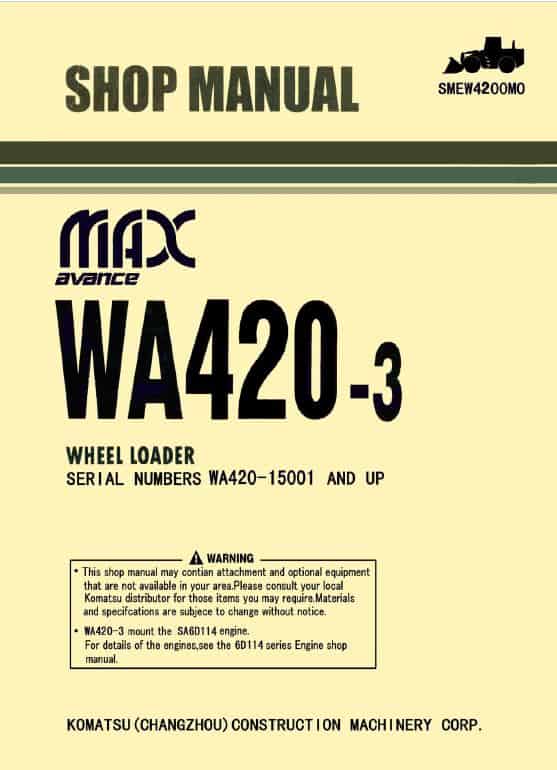 Komatsu WA420-3 Wheel Loader Service Manual Workshop Guide
