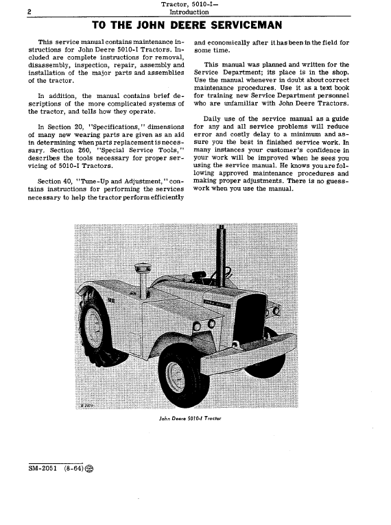 John Deere 5010-i Tractor Repair Technical Manual SM2051 Workshop Guide
