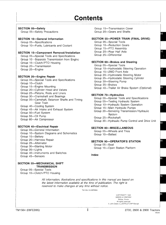 John Deere 2700, 2800, 2900 Tractors Repair Technical Manual Workshop Guide
