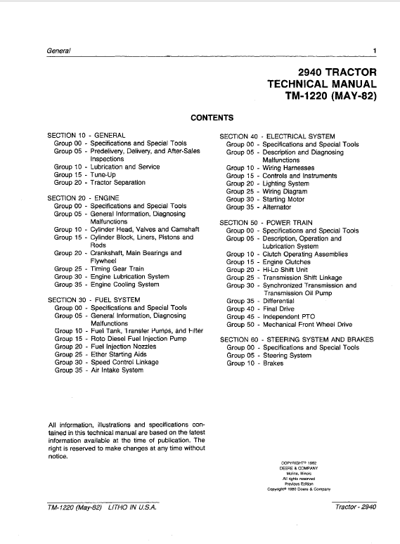 John Deere 2940 Tractor Repair Technical Manual Workshop Guide