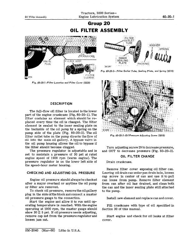 John Deere 5010, 5020 Tractors Repair Technical Manual SM2040 & (TM1022) Workshop Guide