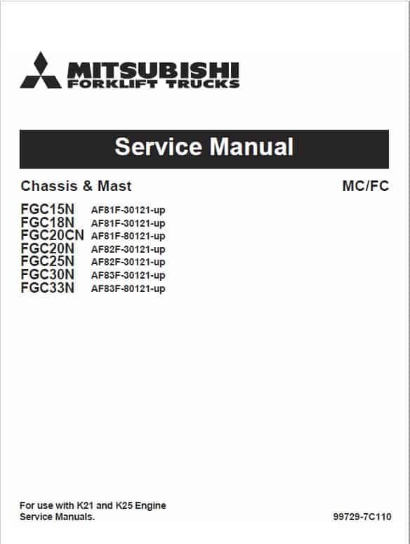 Mitsubishi FGC15N, FGC18N, FGC20CN, FGC20N, FGC20N HO Forklift Service Manual
