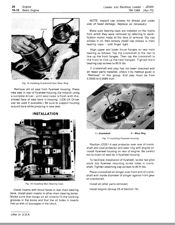 John Deere 300 Loader and Backhoe Loader Repair Technical Manual (TM1068) Workshop Guide