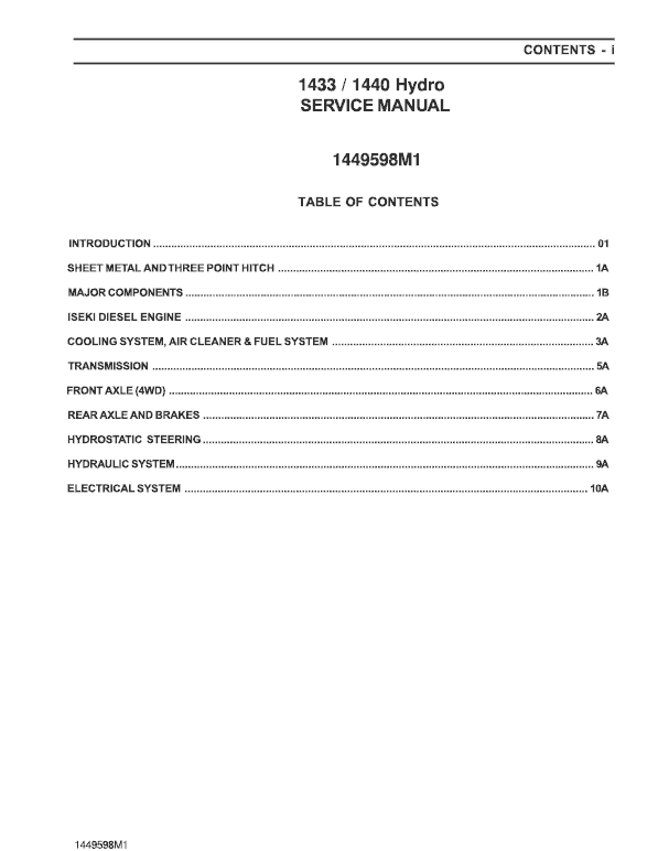 Massey Ferguson 1429, 1433, 1440 Tractor Service Manual Workshop Guide