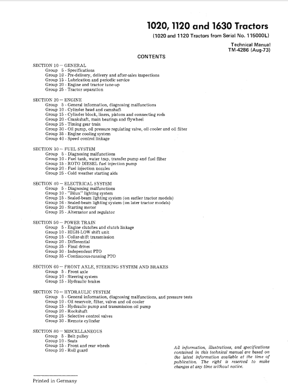 John Deere 1020, 1120, 1630 Tractors Repair Technical Manual (S.N from 115000L – ) Workshop Guide