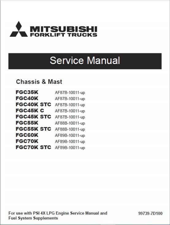 Mitsubishi FGC55K, FGC55K STC, FGC60K, FGC70K, FCG70K STC Forklift Service Manual
