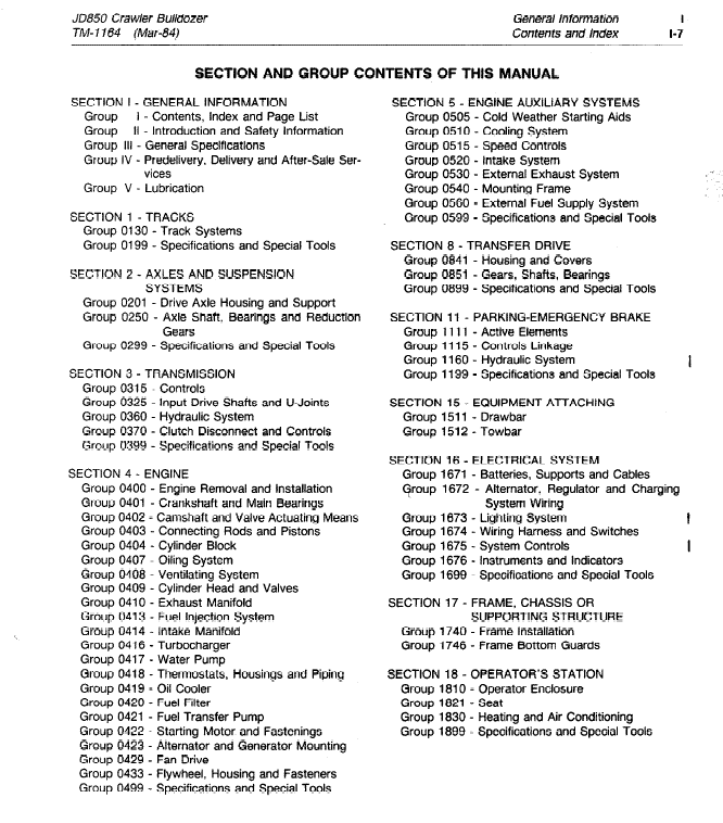 John Deere 850 Crawler Repair Technical Manual (TM1164) Workshop Guide