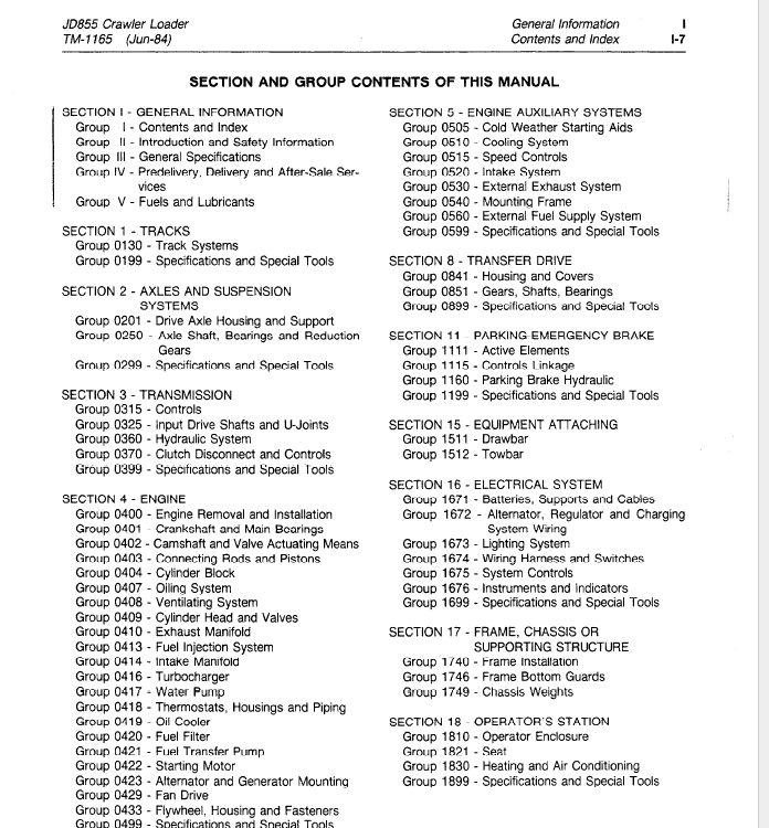John Deere 855 Crawler Loader Repair Technical Manual (TM1165) Workshop Guide