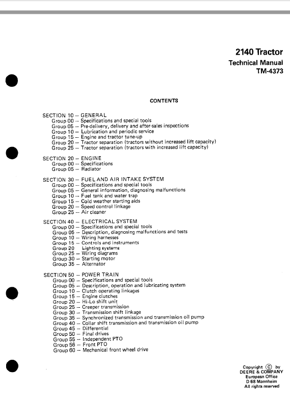 John Deere 2140 Tractor Repair Technical Manual Workshop Guide