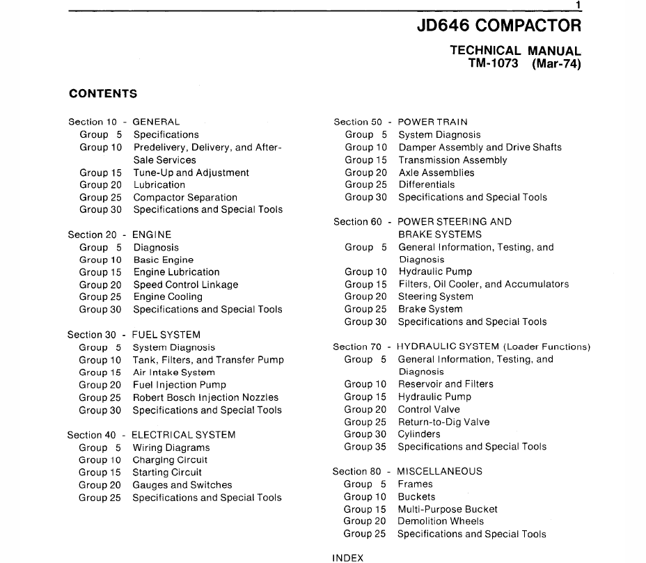 John Deere 646 Compactor Repair Technical Manual (TM1073) Workshop Guide