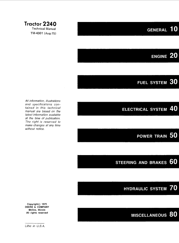 John Deere 2240 Tractor Repair Technical Manual Workshop Guide