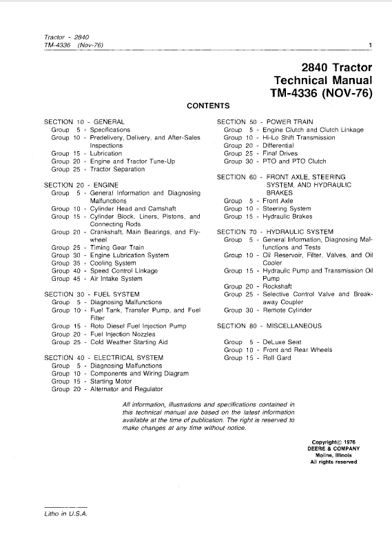 John Deere 2840 Tractor Repair Technical Manual Workshop Guide