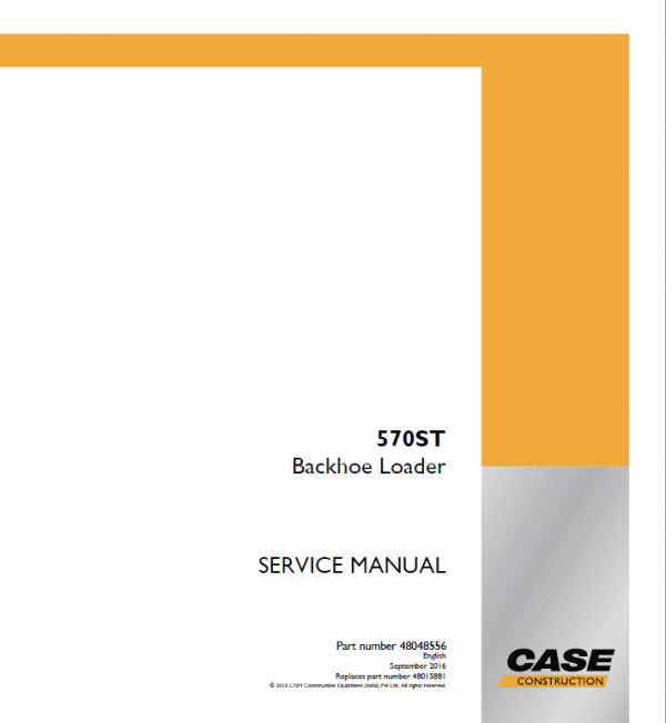 Case 570ST Backhoe Loader Service Manual Workshop Guide