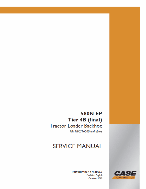Case 580N EP Backhoe Loader Service Manual Workshop Guide
