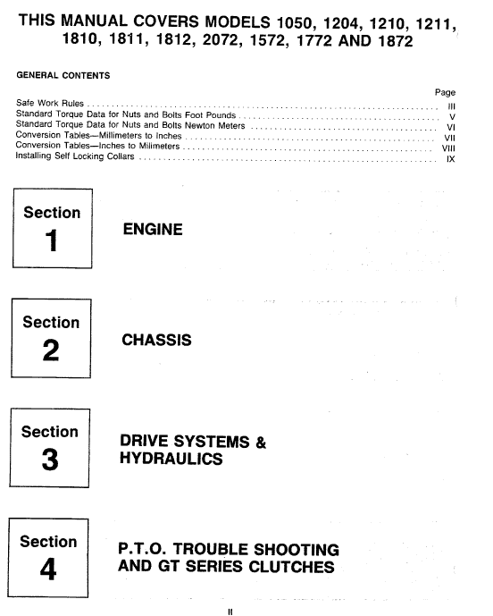 Cub Cadet 1050, 1204, 1210 and 1211 Service Manual Workshop Guide