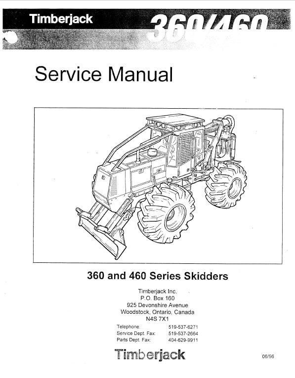 Timberjack 360, 460 Skidder Service Repair Manual (SN 96200 and up) Workshop Guide