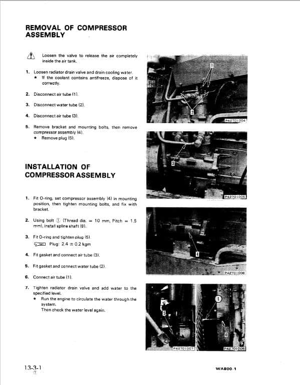 Komatsu WA800-1, WA800-2 Wheel Loader Service Manual Workshop Guide