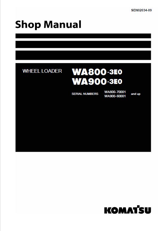 Komatsu WA800-3, WA800-3E0 Wheel Loader Service Manual Workshop Guide
