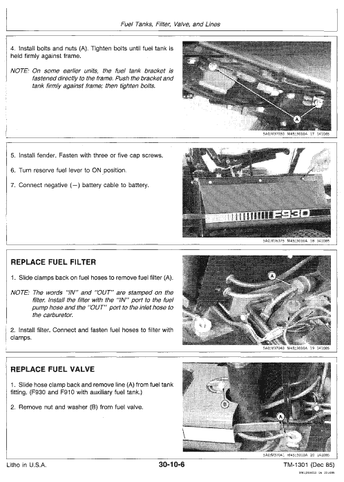 John Deere F910, F930 Front Mower Repair Technical Manual (TM1301) Workshop Guide