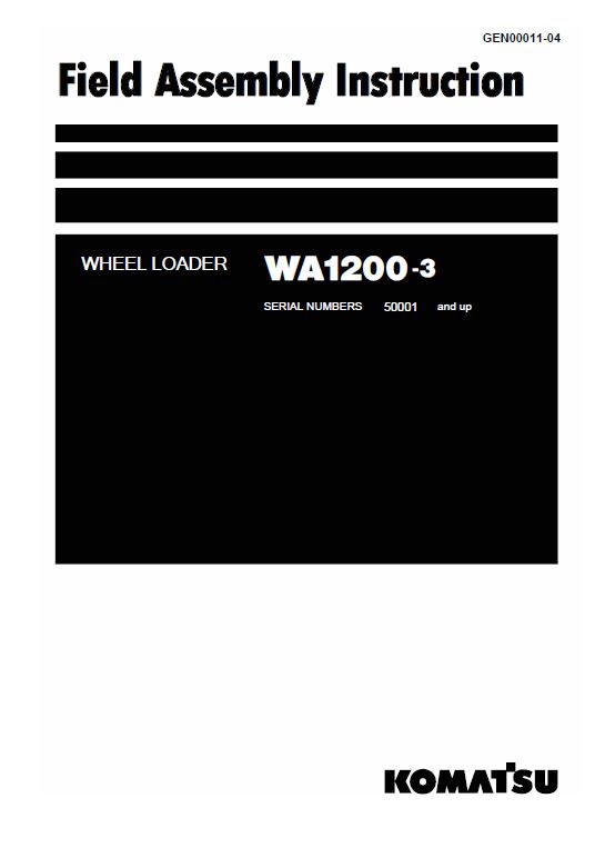 Komatsu WA1200-3 Wheel Loader Service Manual Workshop Guide