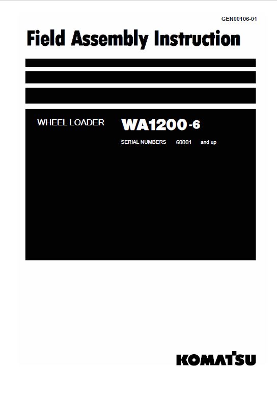 Komatsu WA1200-6 Wheel Loader Service Manual Workshop Guide