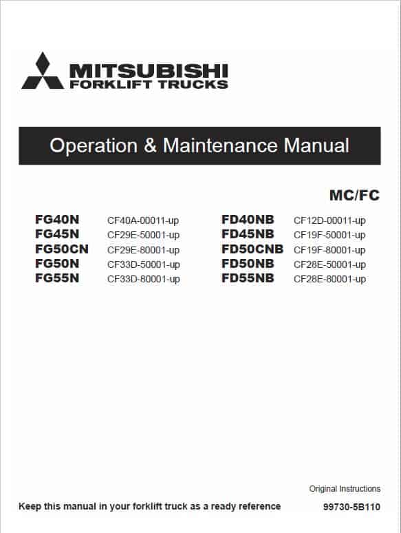 Mitsubishi FG40NB, FG45NB, FG50CNB, FG50NB, FG55NB Forklift Service Manual