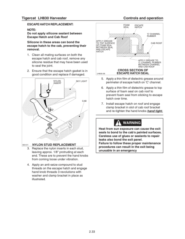 Tigercat LH830 Harvester Operators Manual (83080191 – 83080999)