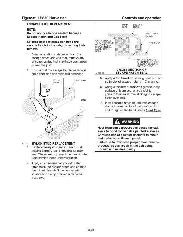 Tigercat LH830 Harvester Operators Manual (83080191 – 83080999)